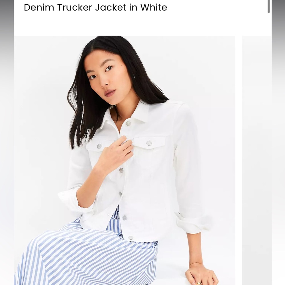 NWT-Loft Cropped Denim Trucker Jacket in White